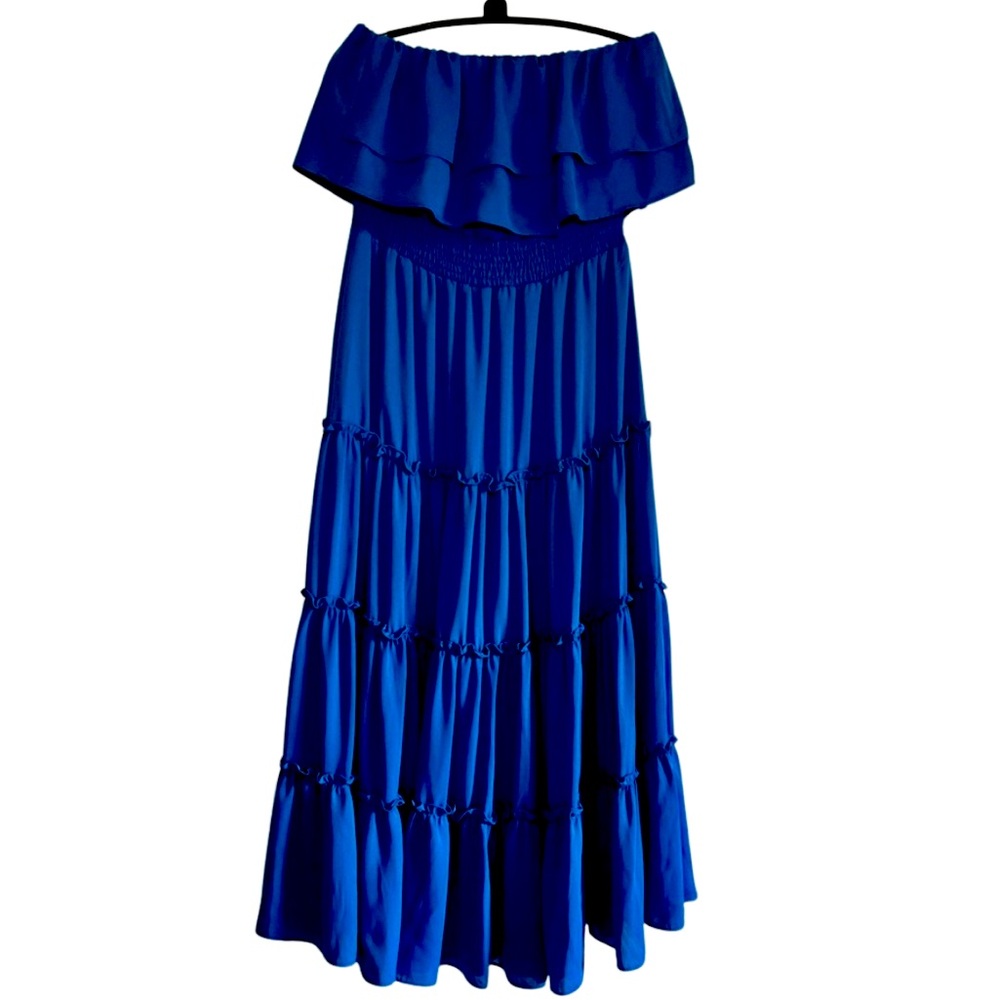 STATE Royal Blue Off-Shoulder Maxi Dress